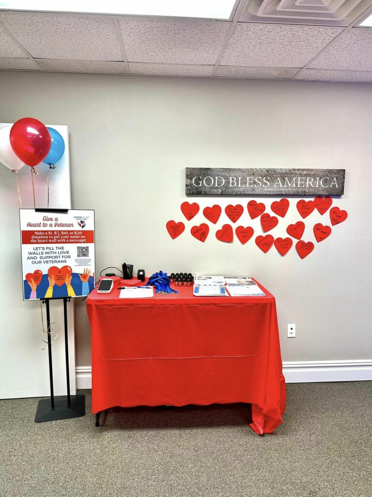 Visitors could write a message to our veterans and put it on our “heart wall”